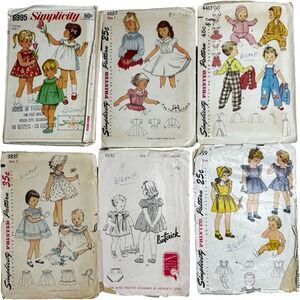 Simplicity Butterick Vintage Toddler Sewing Patterns Lot 6 Size 1 1940 & 50s Cut